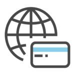 icon of credit card and globe